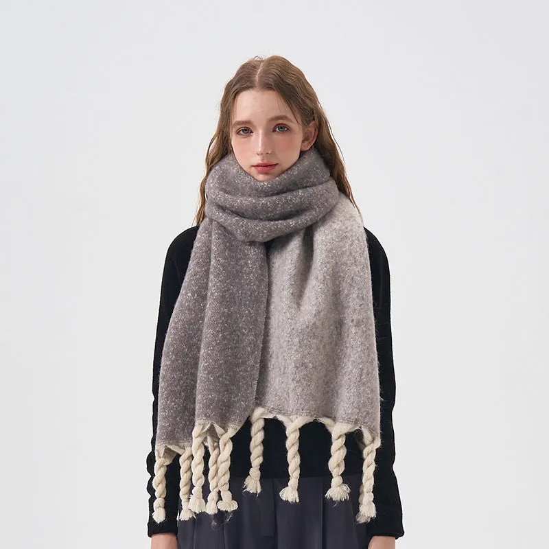 2023-08-28 plain thick tassel winter scarf