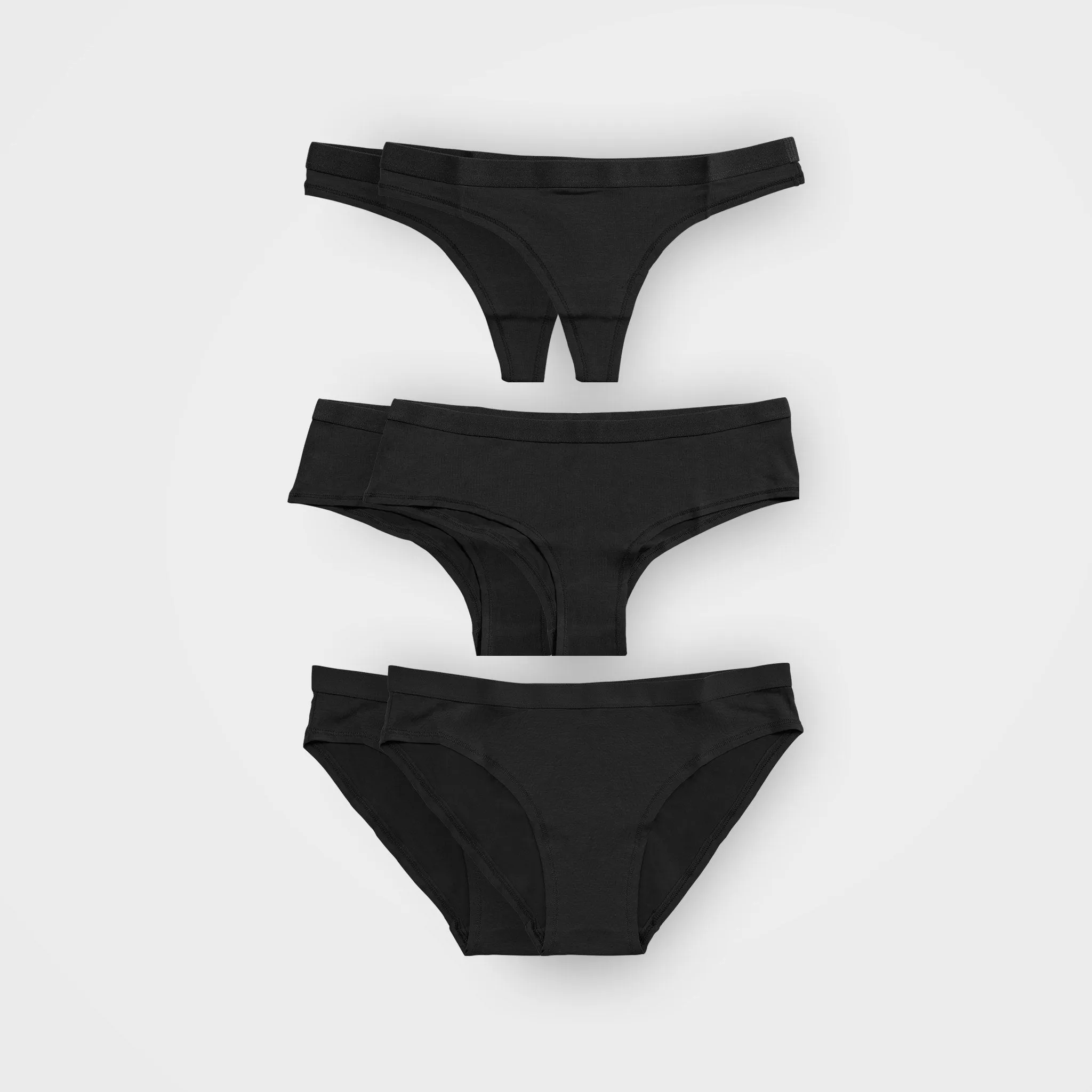 6 Pack Women's Black Underwear - Bikini, Hipster, Thong | TENCEL™