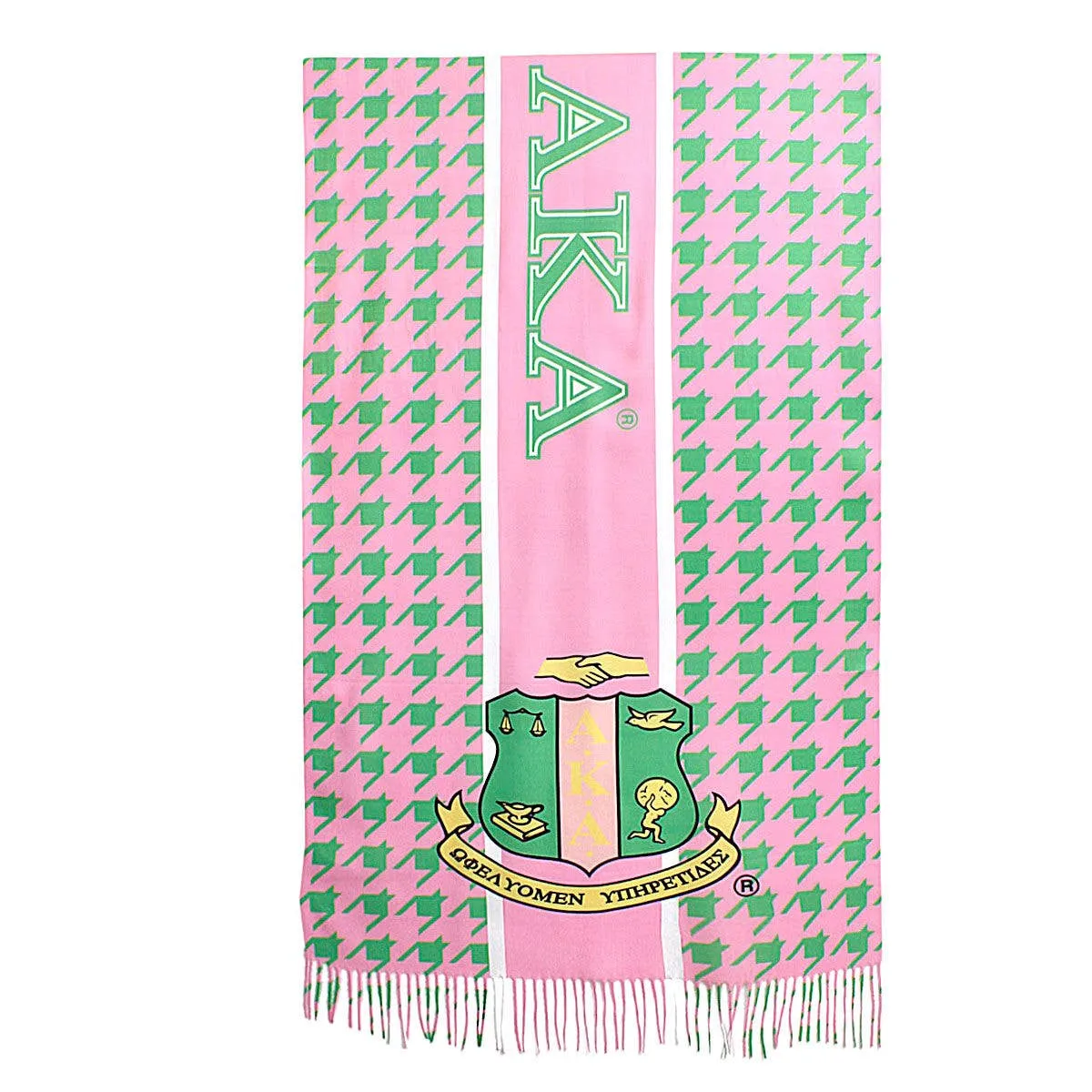 AKA Pink Green Houndstooth Fashion Shawl Scarf