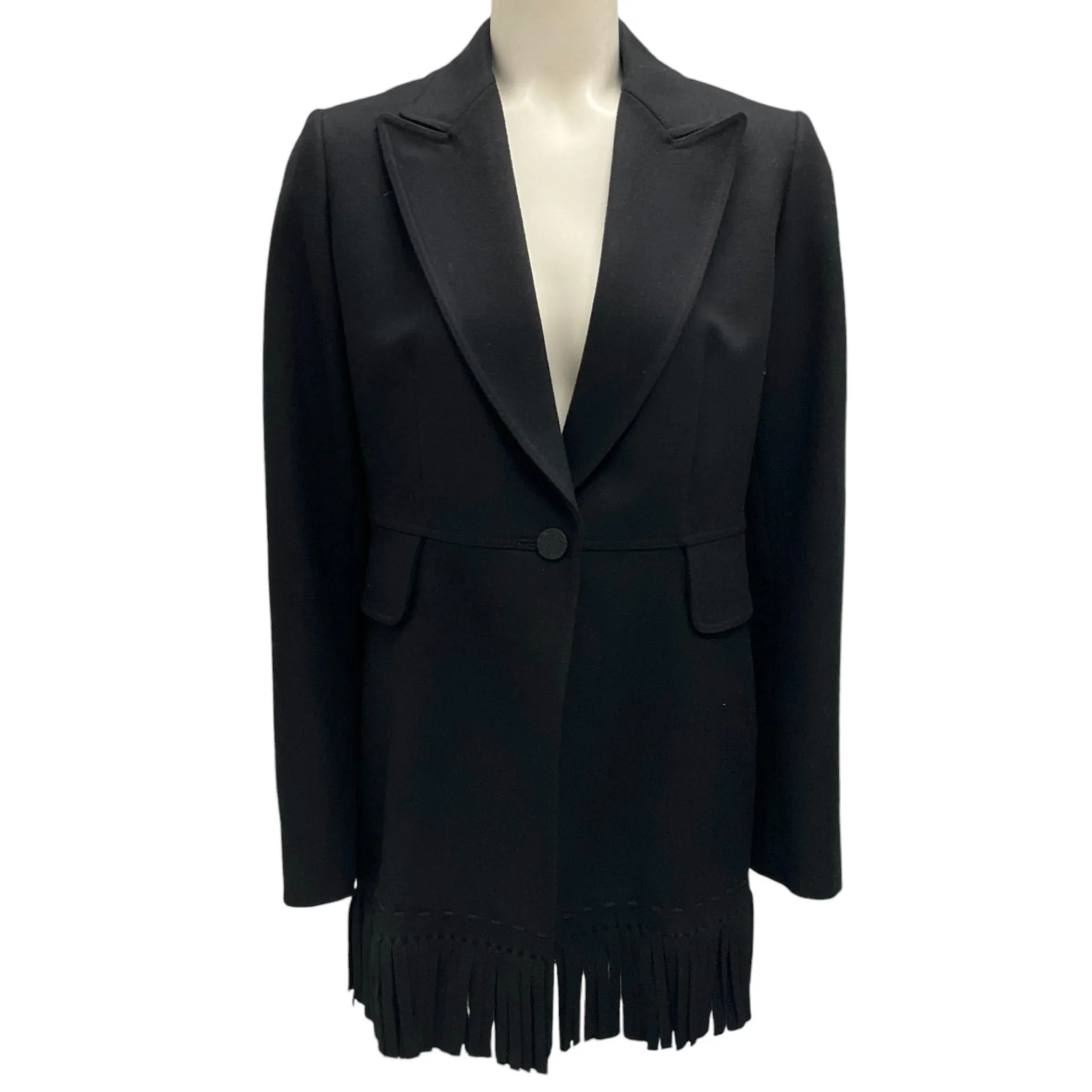 Alaia Black Fringed Wool and Cashmere Jacket