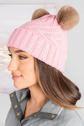 All About It Blush Pink Pompom Beanie