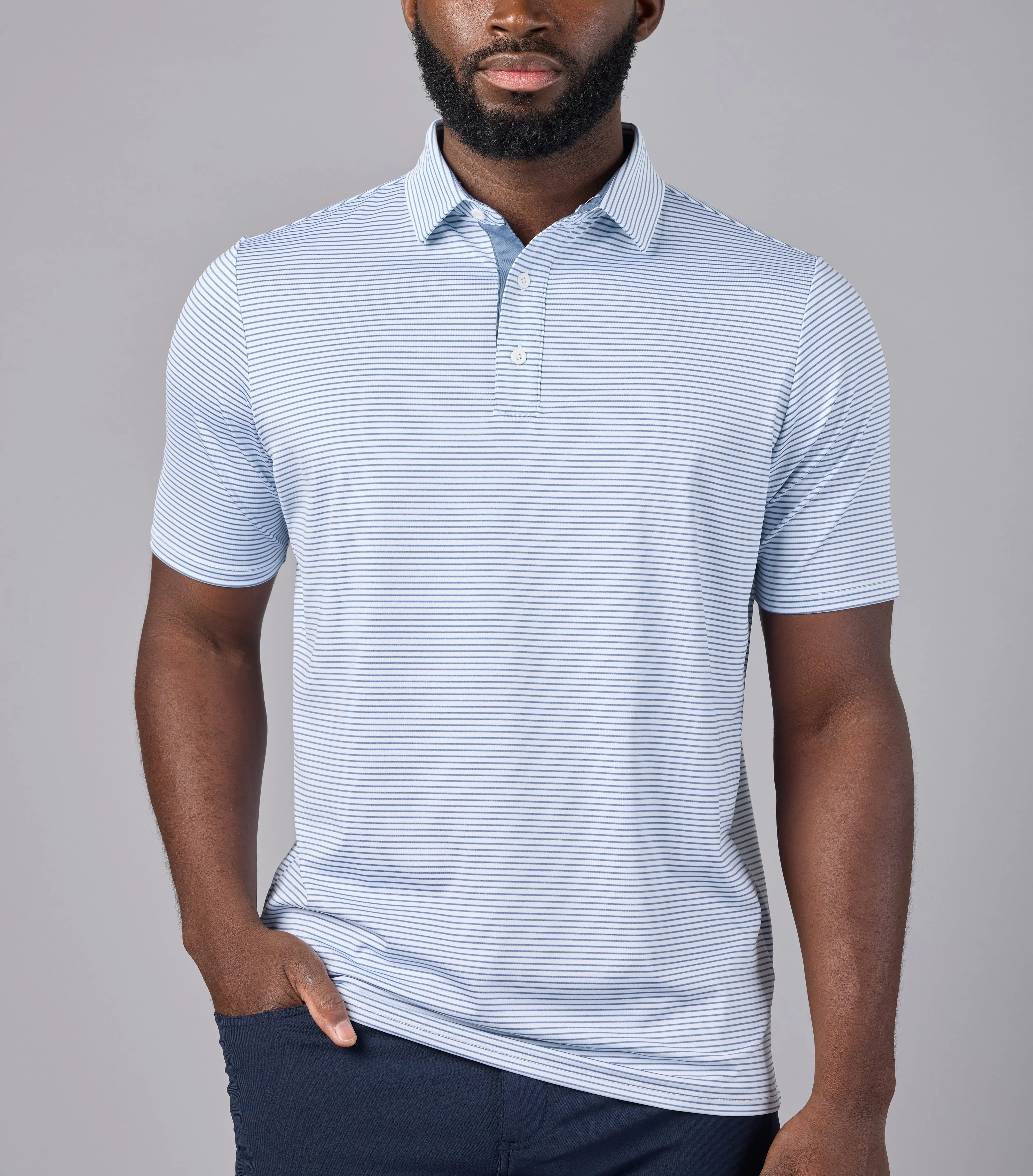 ASHER Track Stripe Polo