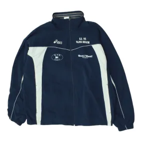 Asics Mens Navy Track Jacket | Vintage 90s Tracksuit Top Sportswear Uniform