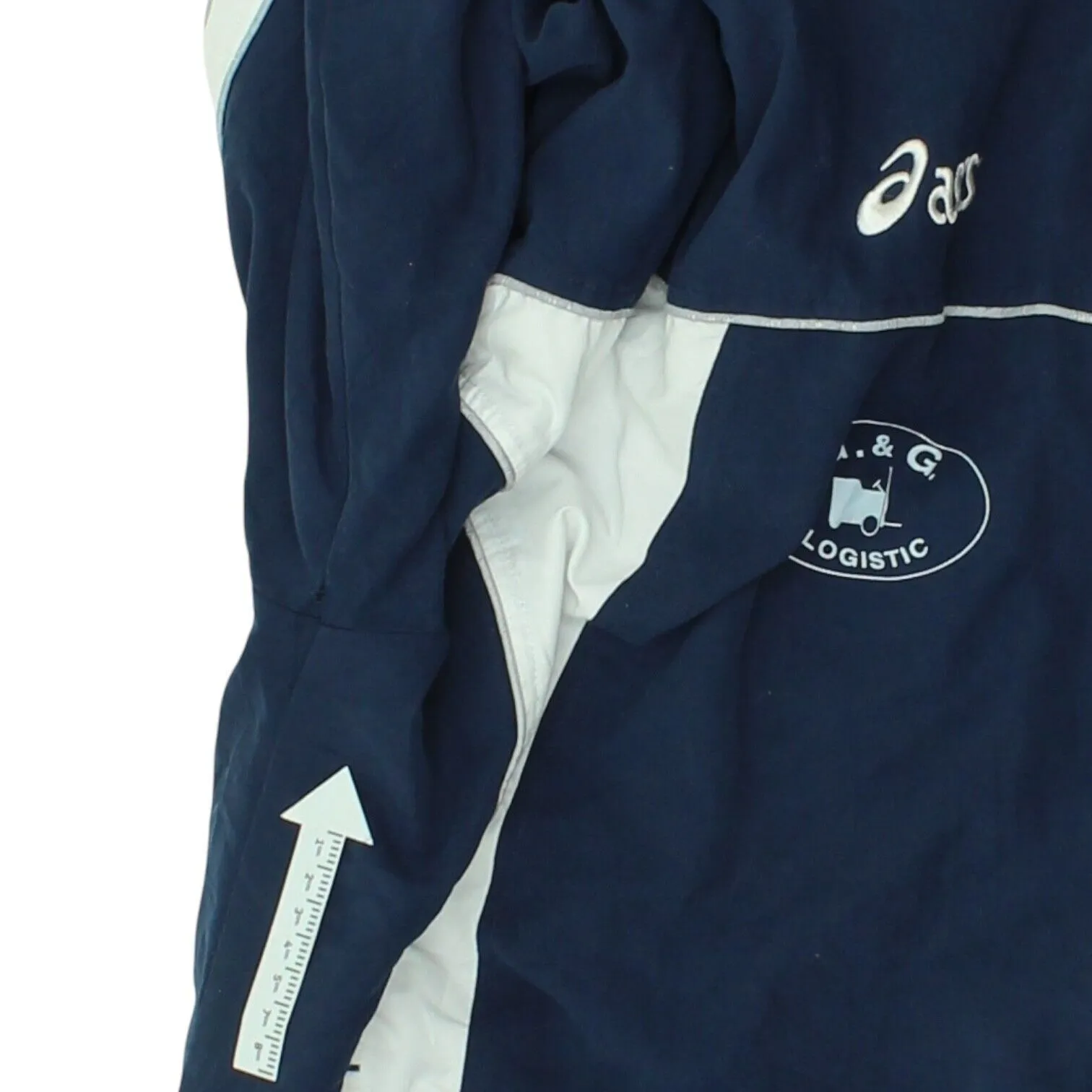 Asics Mens Navy Track Jacket | Vintage 90s Tracksuit Top Sportswear Uniform