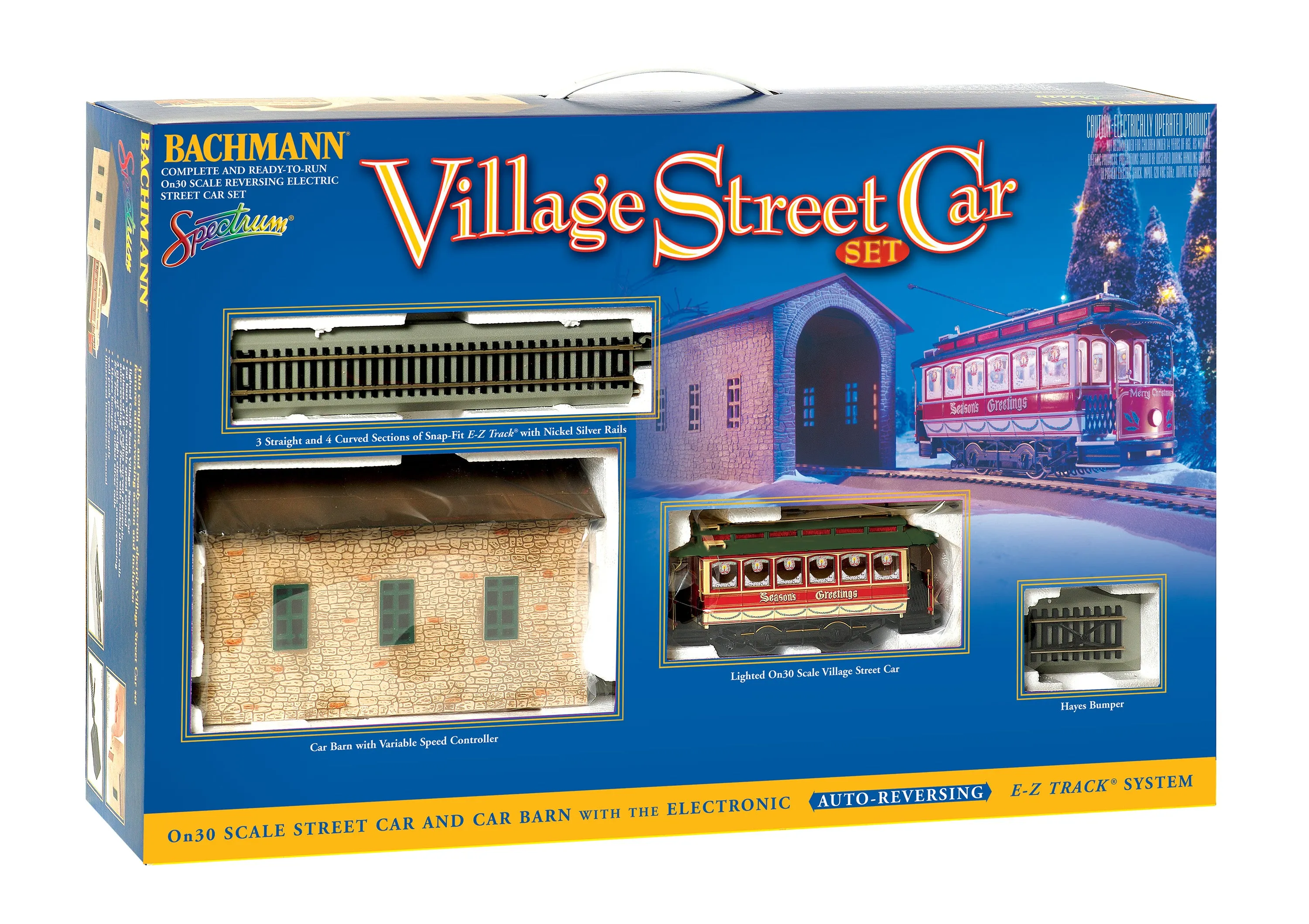 Bachmann Trains - Village Streetcar Christmas Auto Reversing Set - On30 Scale