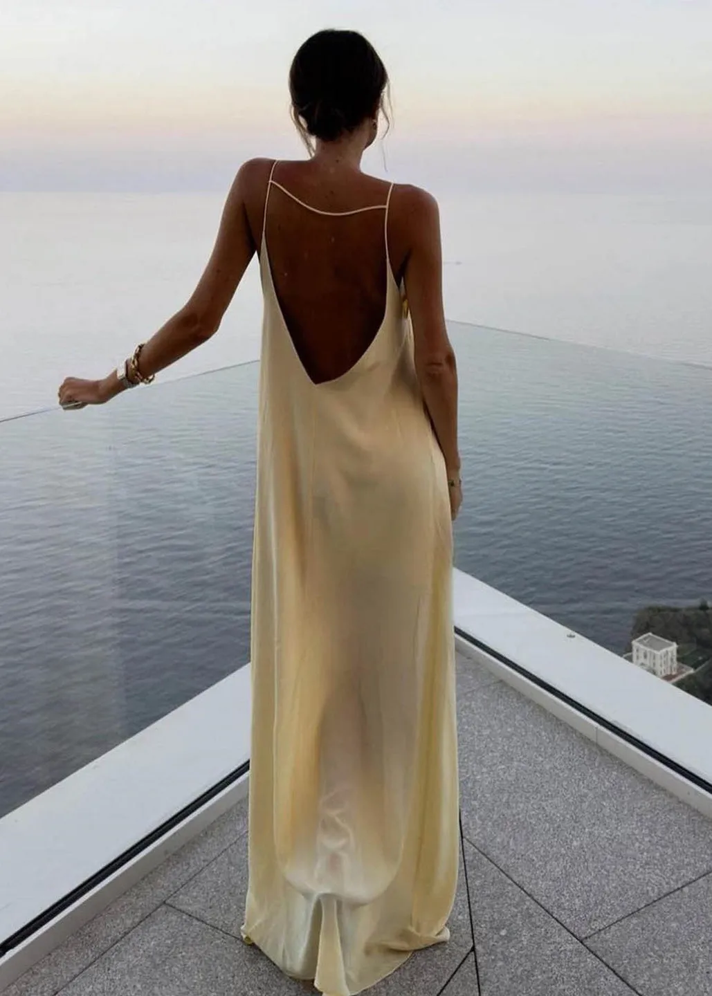 Backless Satin Slip Maxi Dress