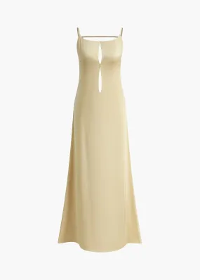 Backless Satin Slip Maxi Dress