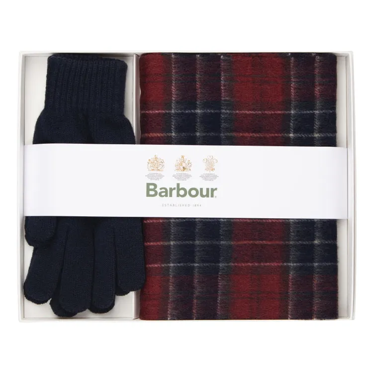 Barbour Tartan Scarf and Glove Gift Set - Cordovan