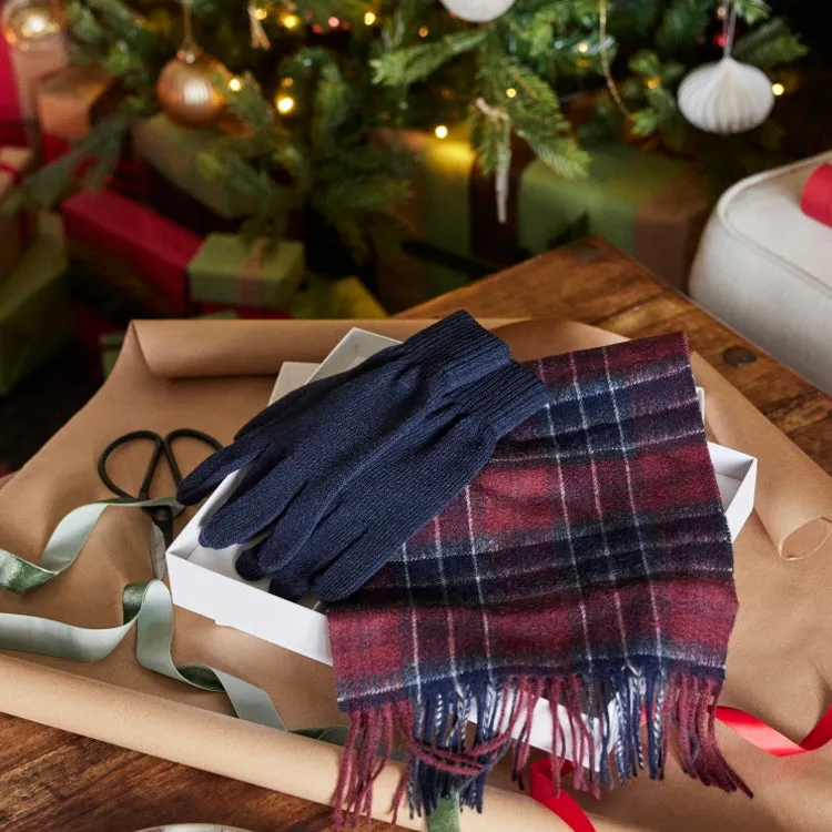 Barbour Tartan Scarf and Glove Gift Set - Cordovan