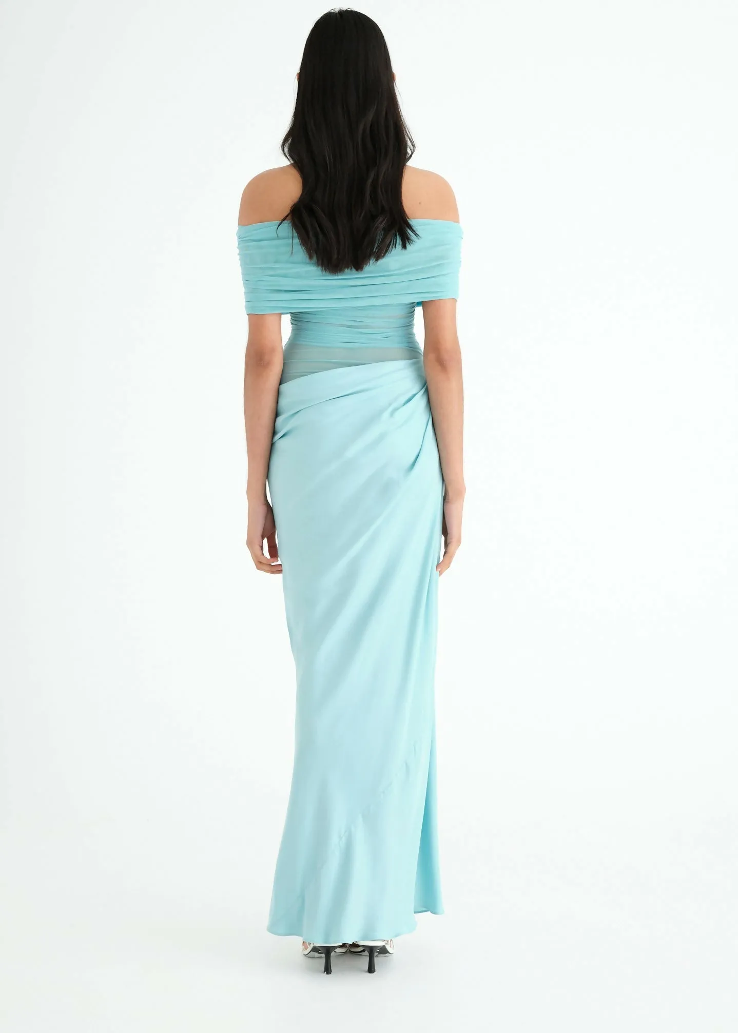 Benni Nico Off Shoulder Maxi Dress Aquamarine Size 10