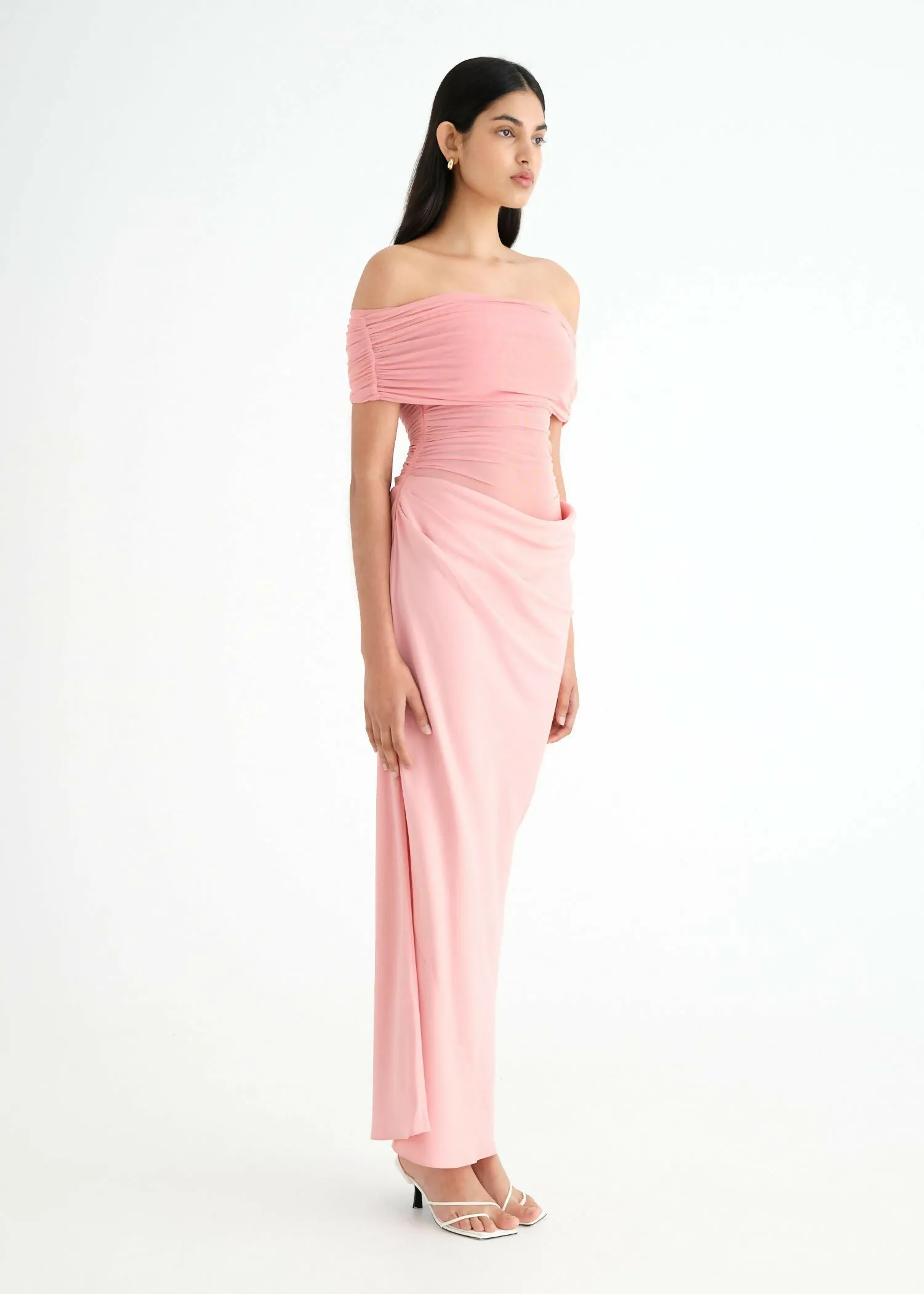 Benni Nico Off Shoulder Maxi Dress Candy Floss