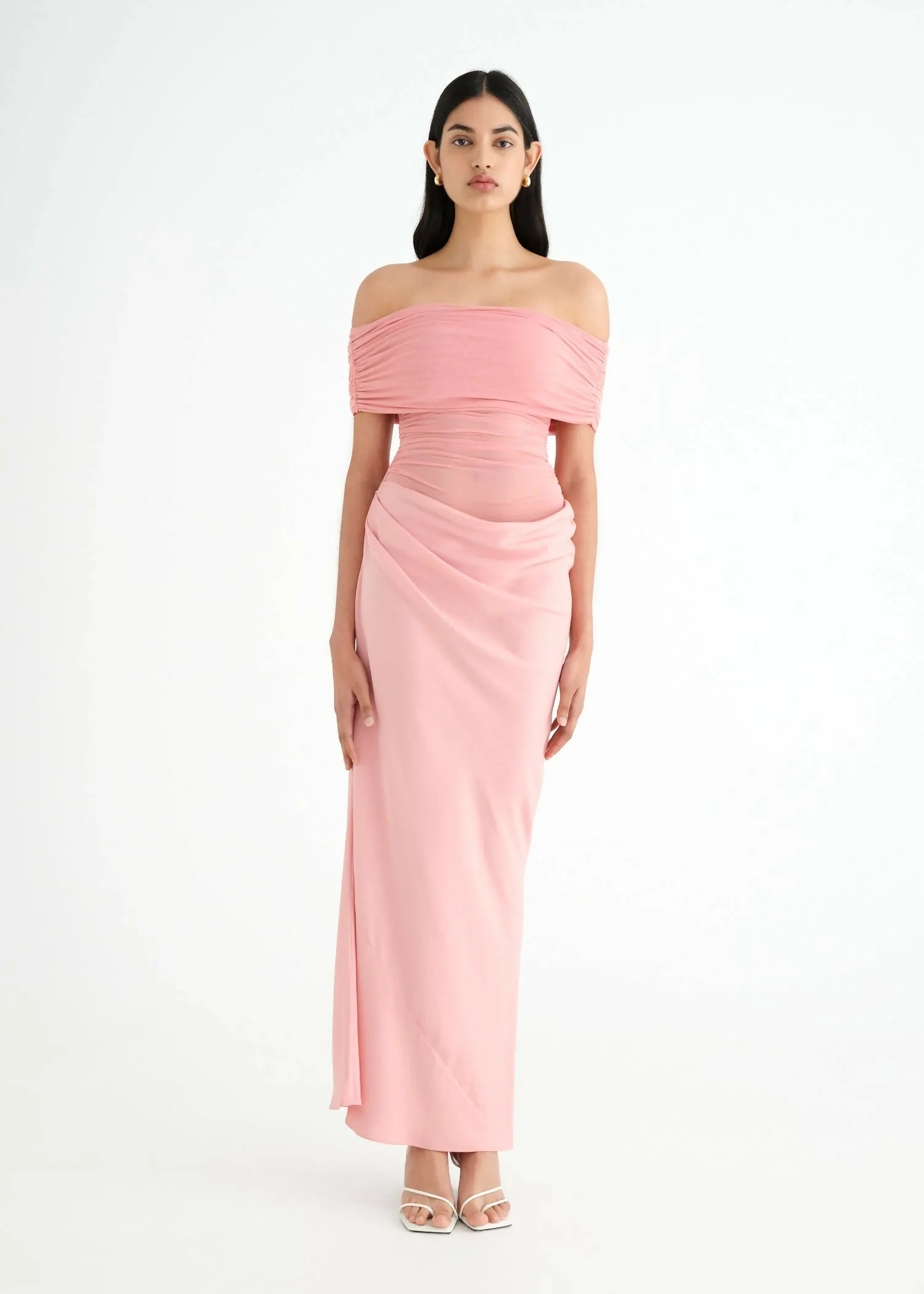 Benni Nico Off Shoulder Maxi Dress Candy Floss