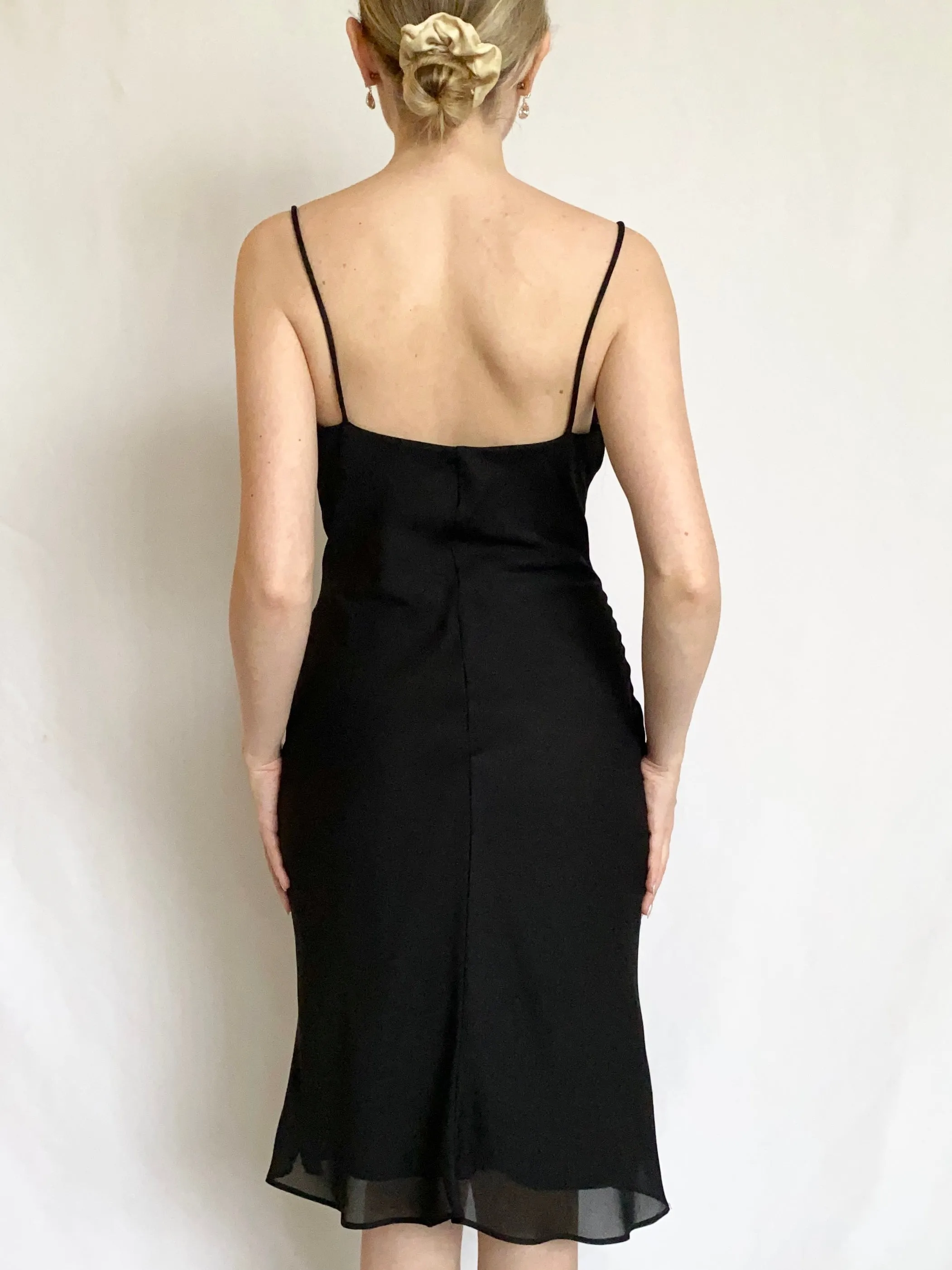 Black Chiffon Drape 90s Slip Dress (3/4)