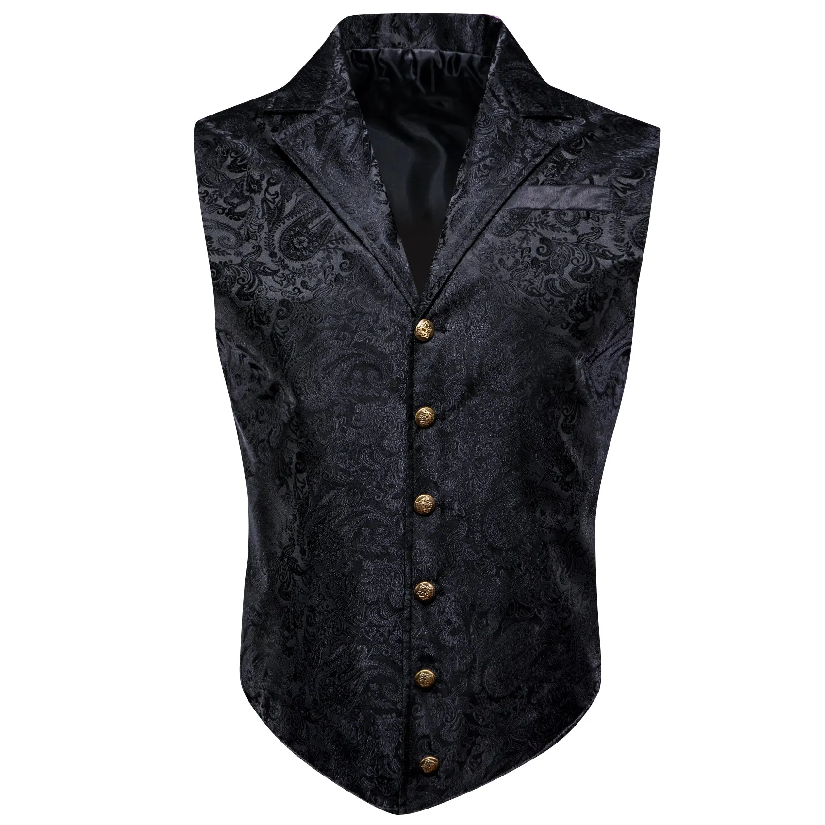 Black Floral Jacquard Men's Collar Suit Vest