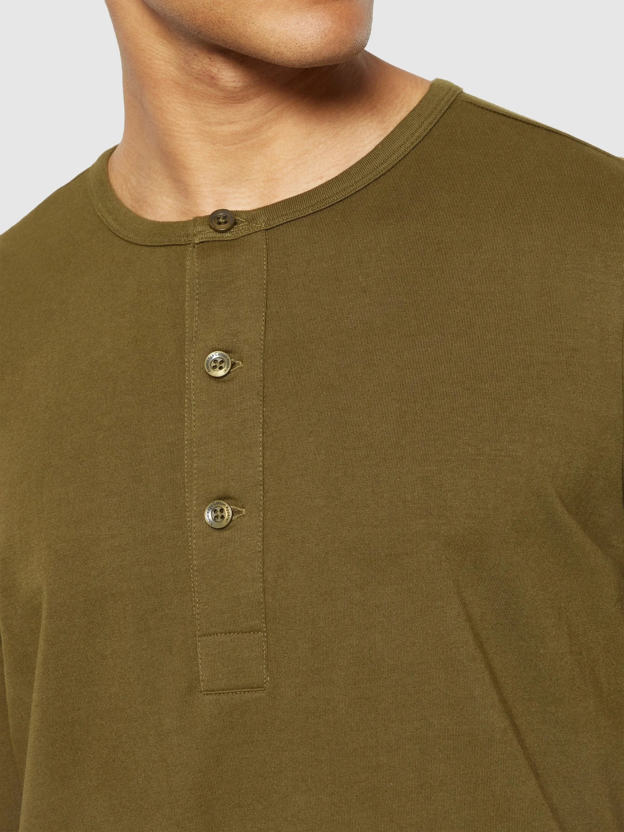 BO long sleeve henley - Regenerative Organic Certified™ - GOTS/Vegan - Dark Olive