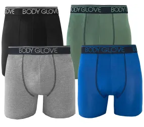 Body Glove Mens Boxer Briefs, Dry Fit Performance Underwear, Breathable Athletic Sport Stretch Boxers, 4 Multicolor Pack/L