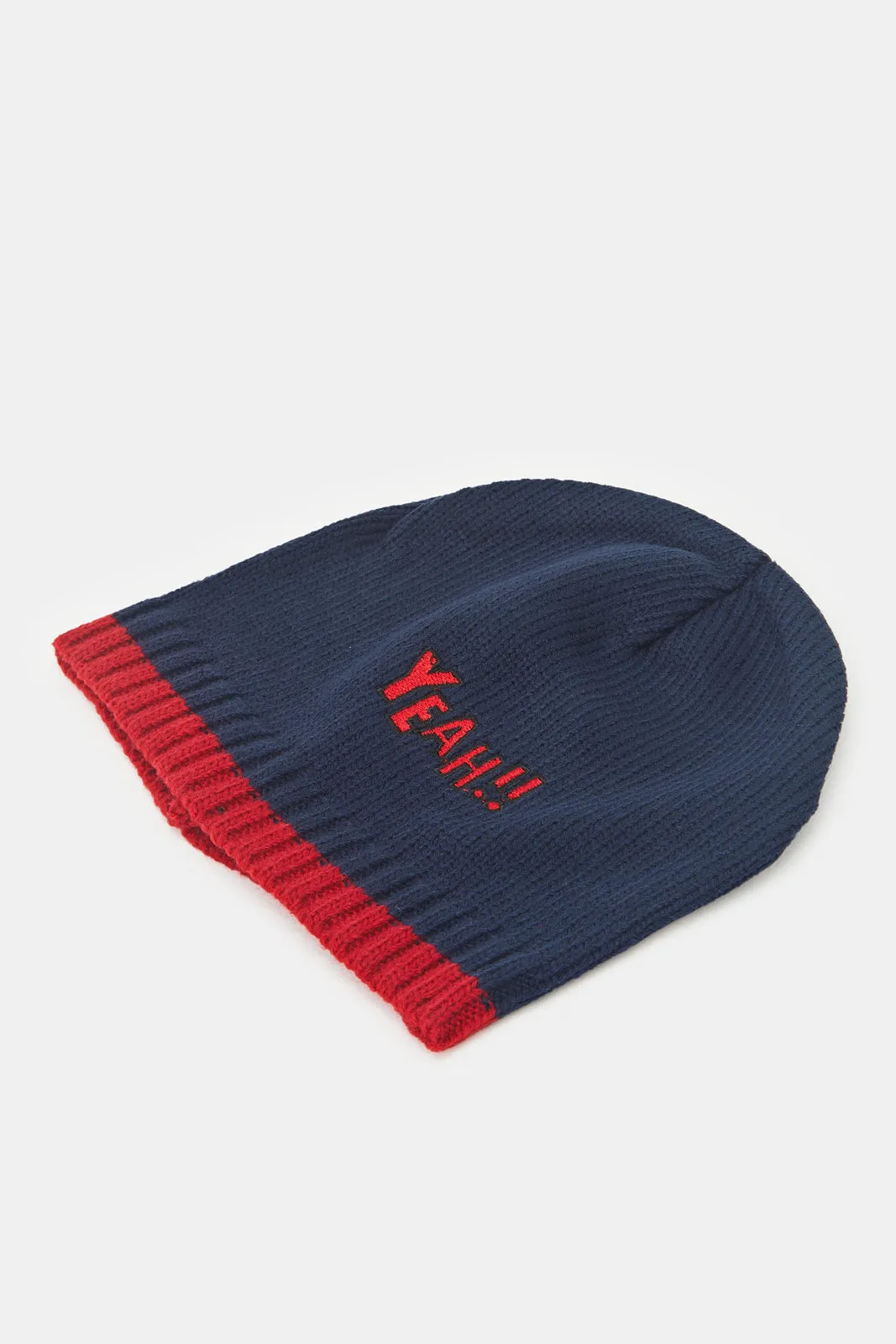 Boys Navy Knitted Cap Set (Pack of 2)