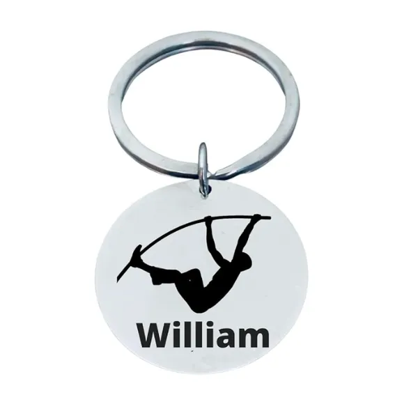 Boys Pole Vault Engraved Keychain