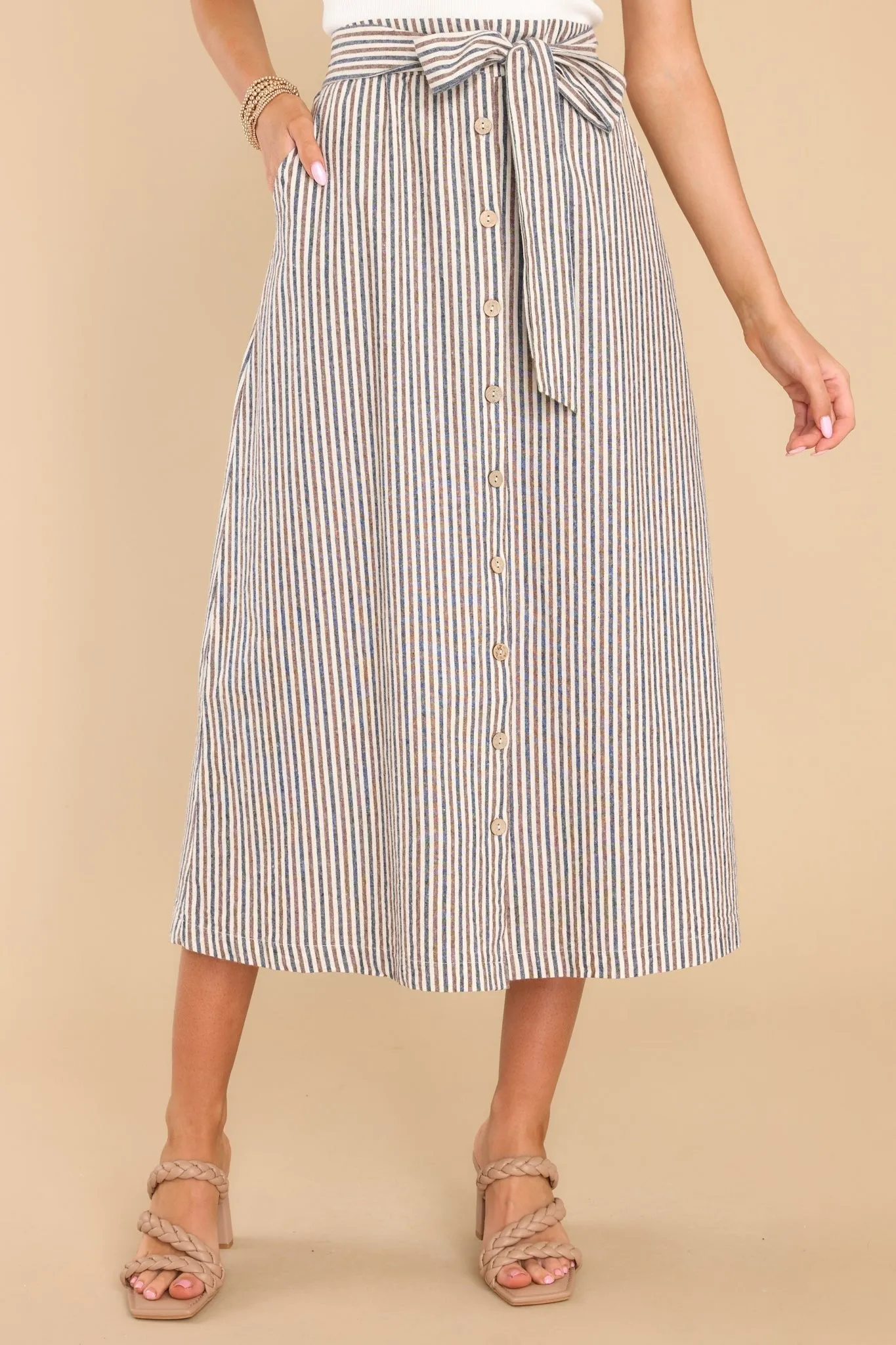 Breeze On By Beige Stripe Maxi Skirt