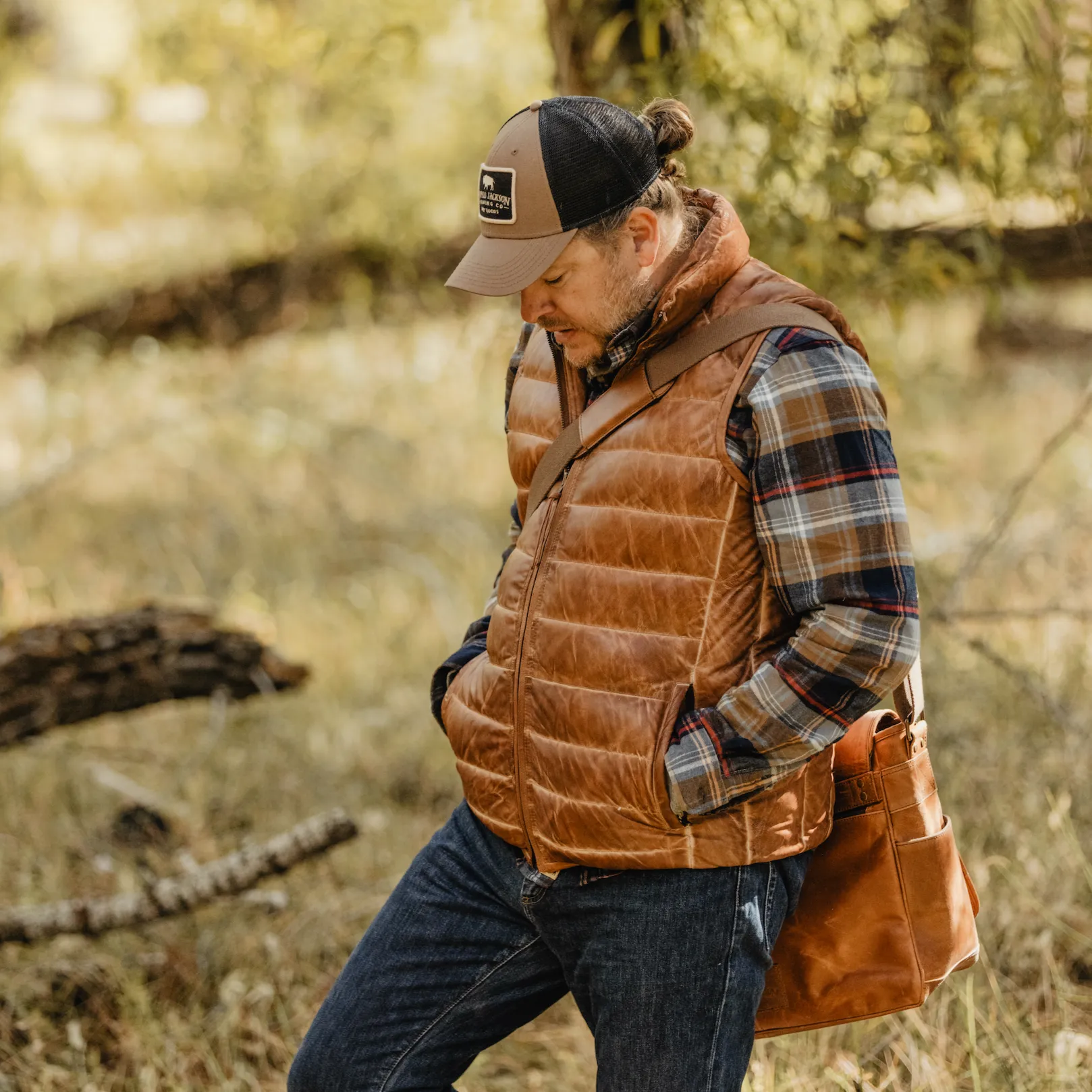 Bridger Leather Down Vest | Light Brown