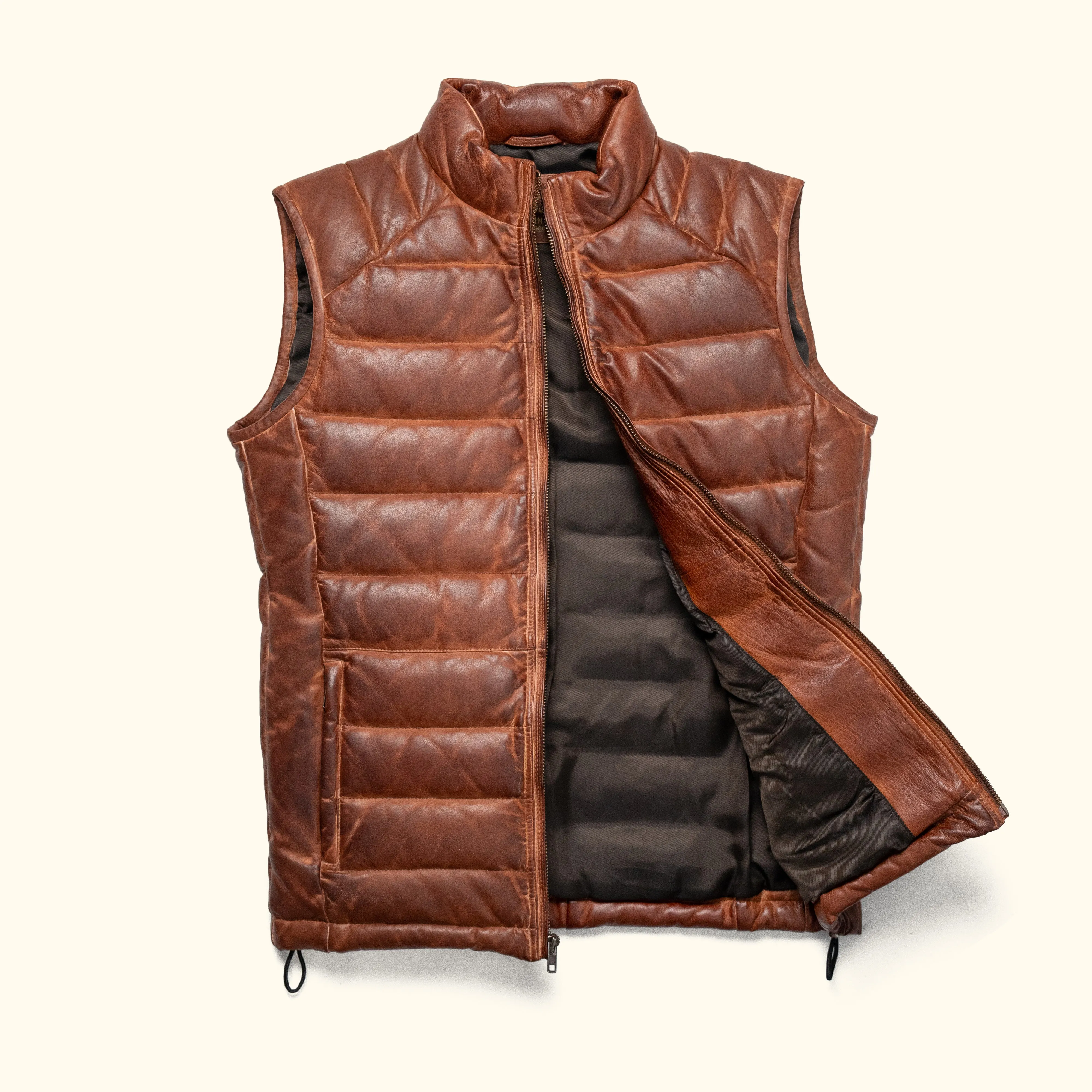 Bridger Leather Down Vest | Light Brown