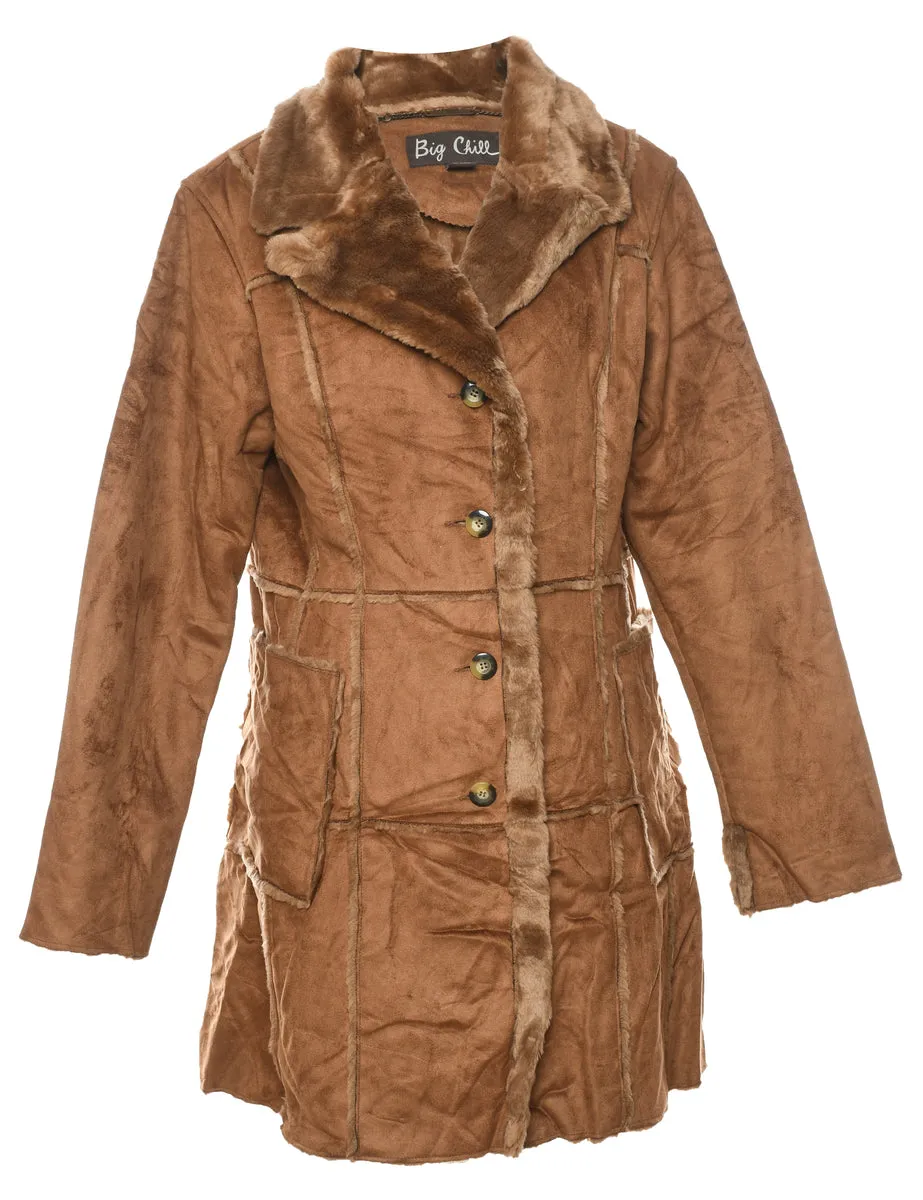 Brown Classic Shearling Coat - L