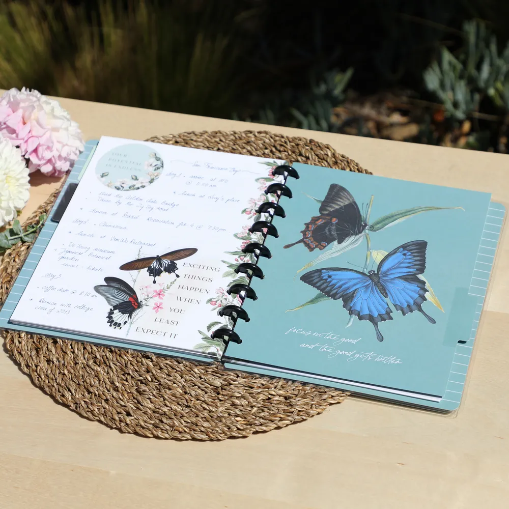 Butterflies & Blooms Classic Notebook - Dot Lined Pages - 60 Sheets