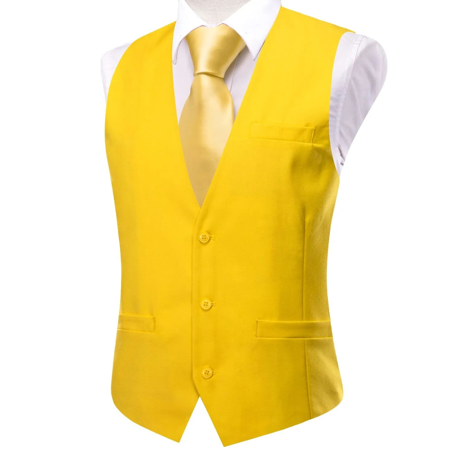 Butterscotch Yellow Solid Splicing Jacquard Men's Vest