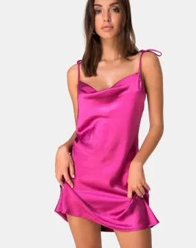 Camara Dress in Satin Magenta