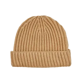 Camel Cashmere Ribbed Beanie