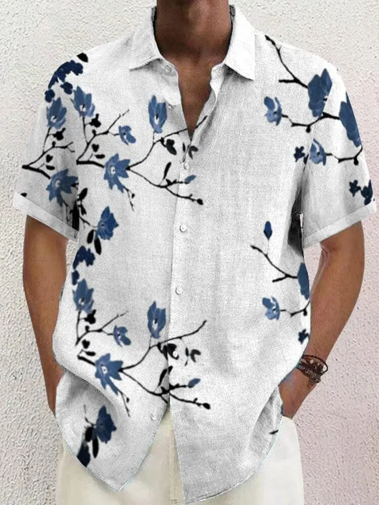 Casual Graphic Cotton Linen Shirt