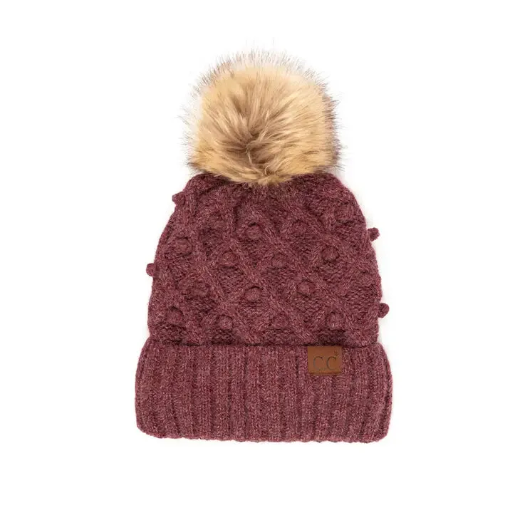 C.C Bobble Beanie Hat in Various Colors