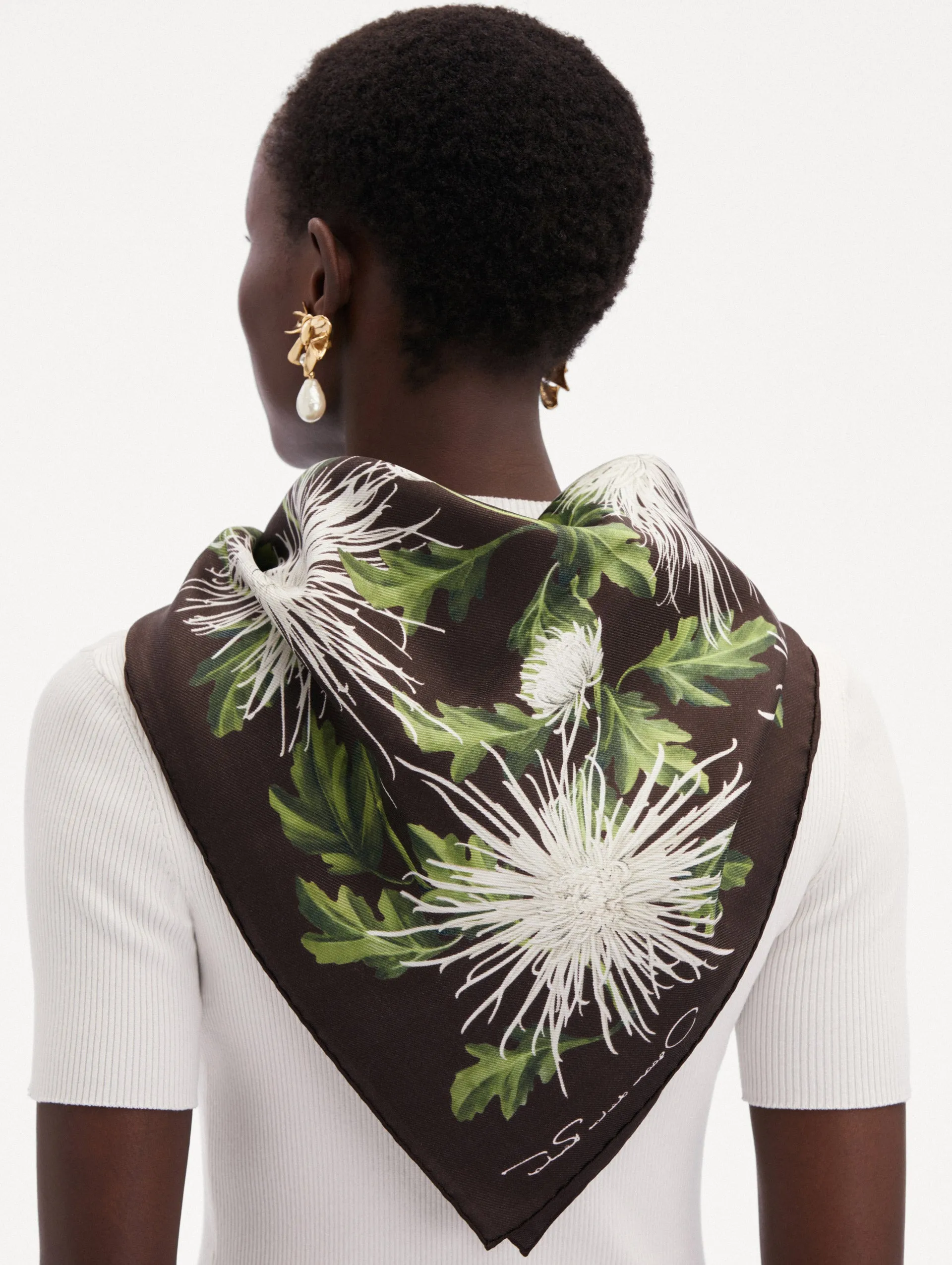 Chrysanthemum Silk Twill Scarf