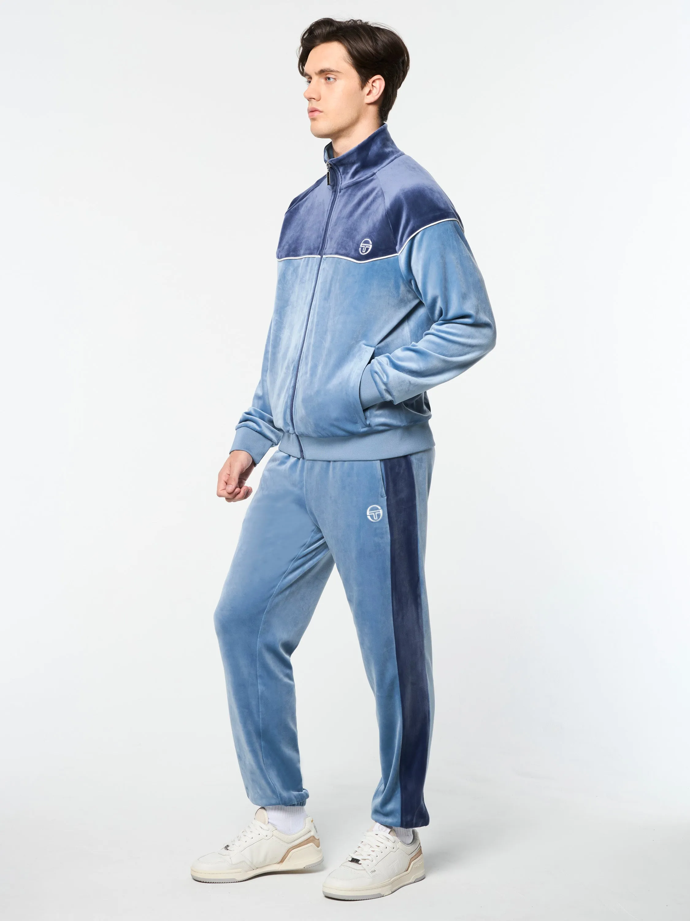 Cielo Velour Track Jacket- Faded Denim