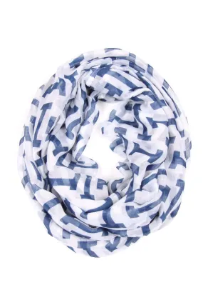 Circle Scarf / White & Blue / Unisex