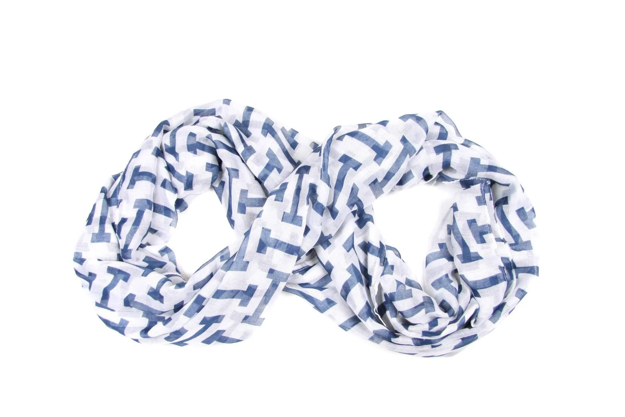 Circle Scarf / White & Blue / Unisex