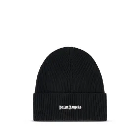 Classic Logo Ribbed Beanie in Black/White