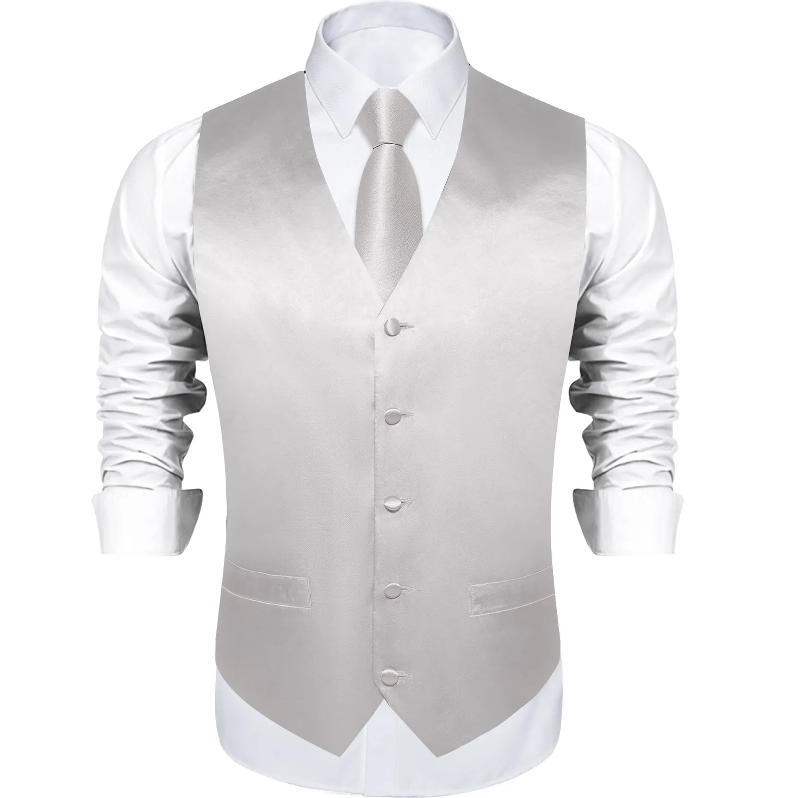 Cloud Grey Solid Vest for Men Men's Vest Tie Set