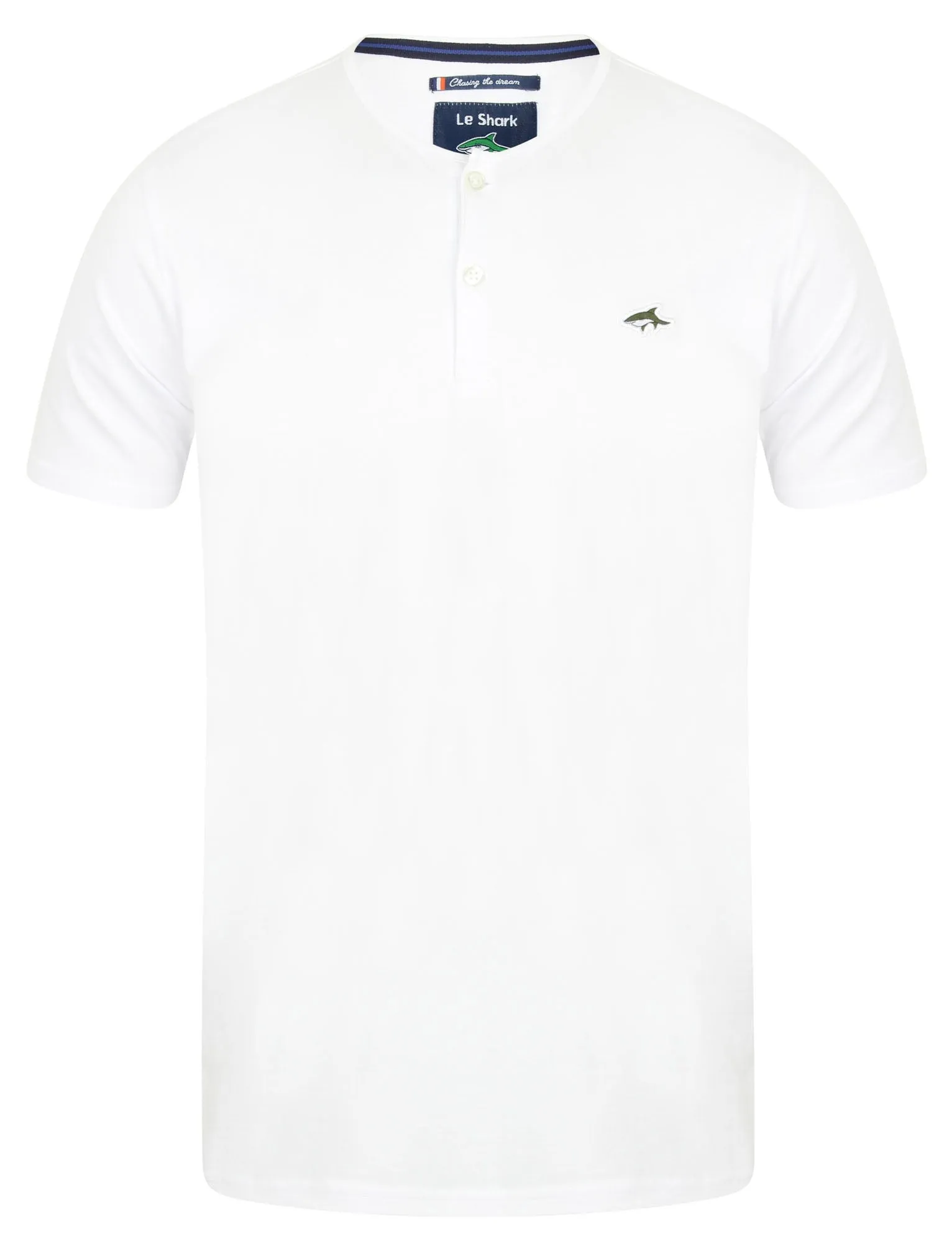 Cook Cotton Jersey T-Shirt with Henley Neckline in Optic White - Le Shark