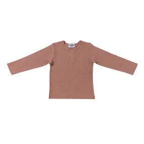 Cotton Rib Henley T Shirt - Crepe