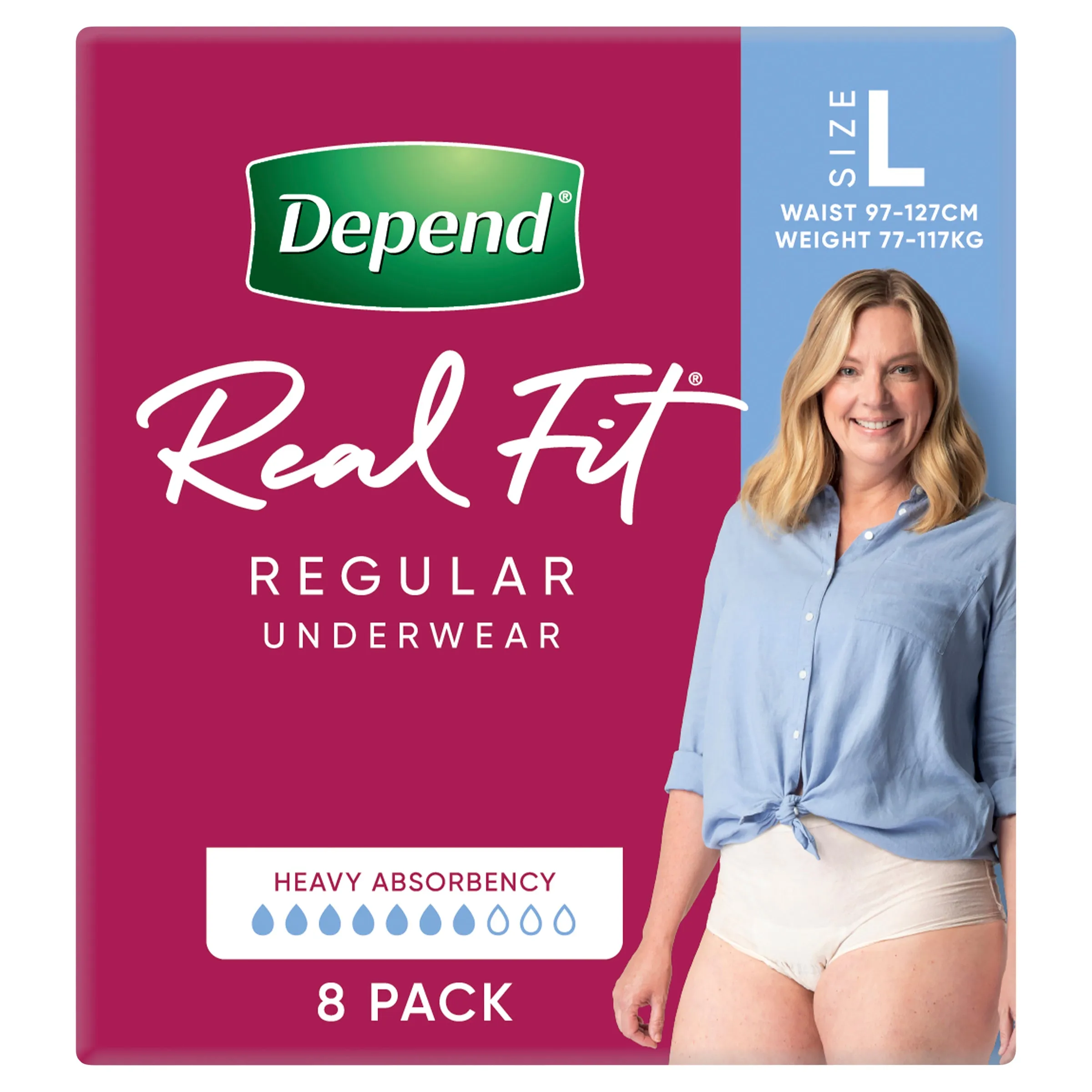 Depend Real Fit Incontinence Underwear Regular Women Large 8 Pack