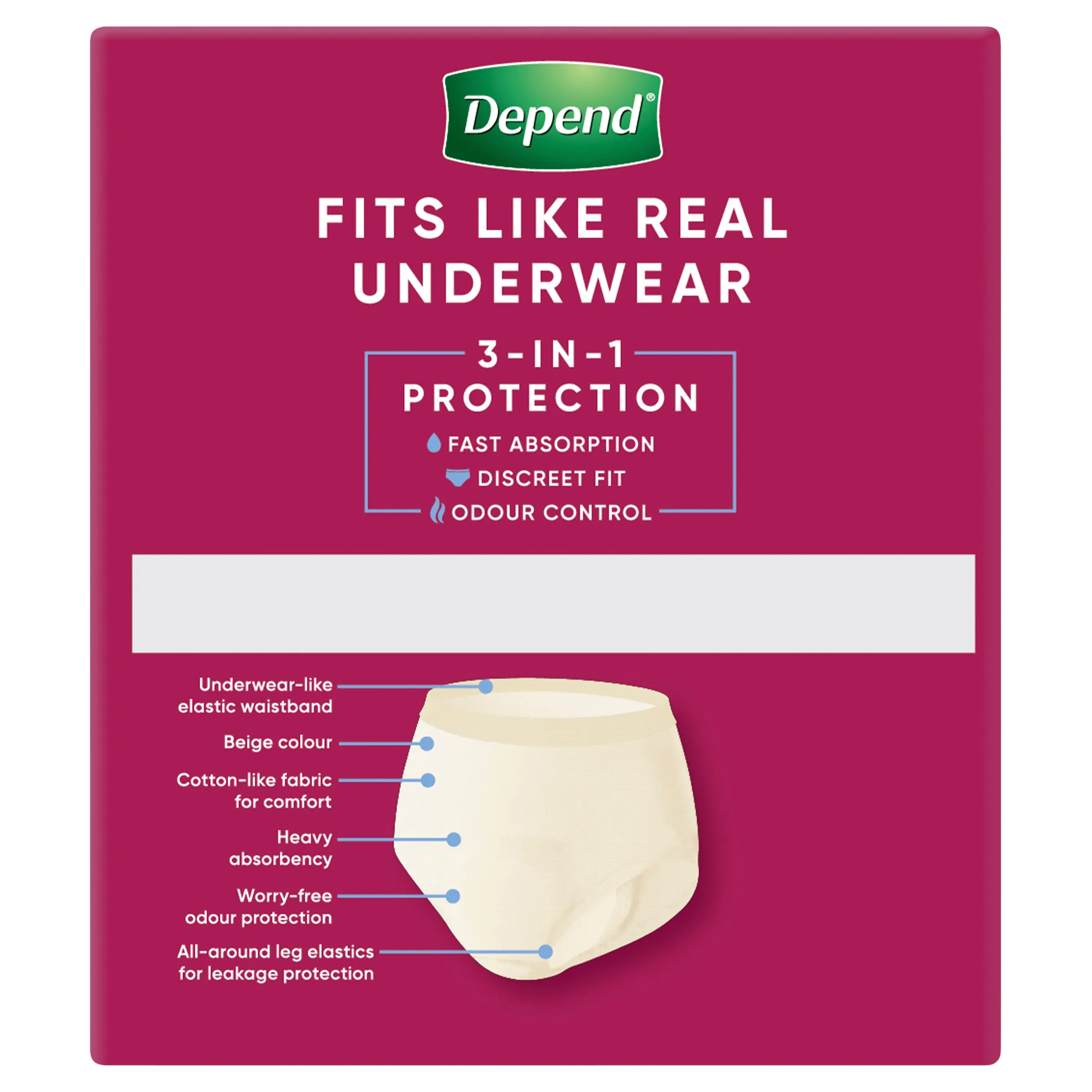 Depend Real Fit Incontinence Underwear Regular Women Large 8 Pack