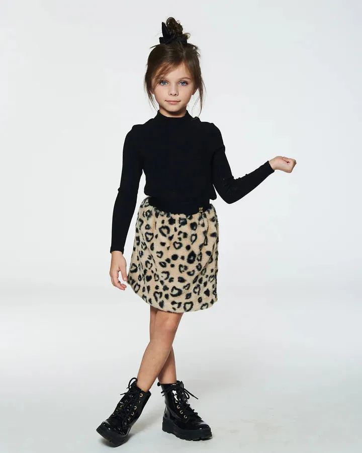 deux par deux Faux Fur Leopard Skirt