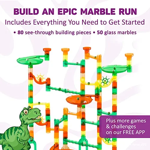 Dinosaur Marble Run Starter Set, 130 pieces