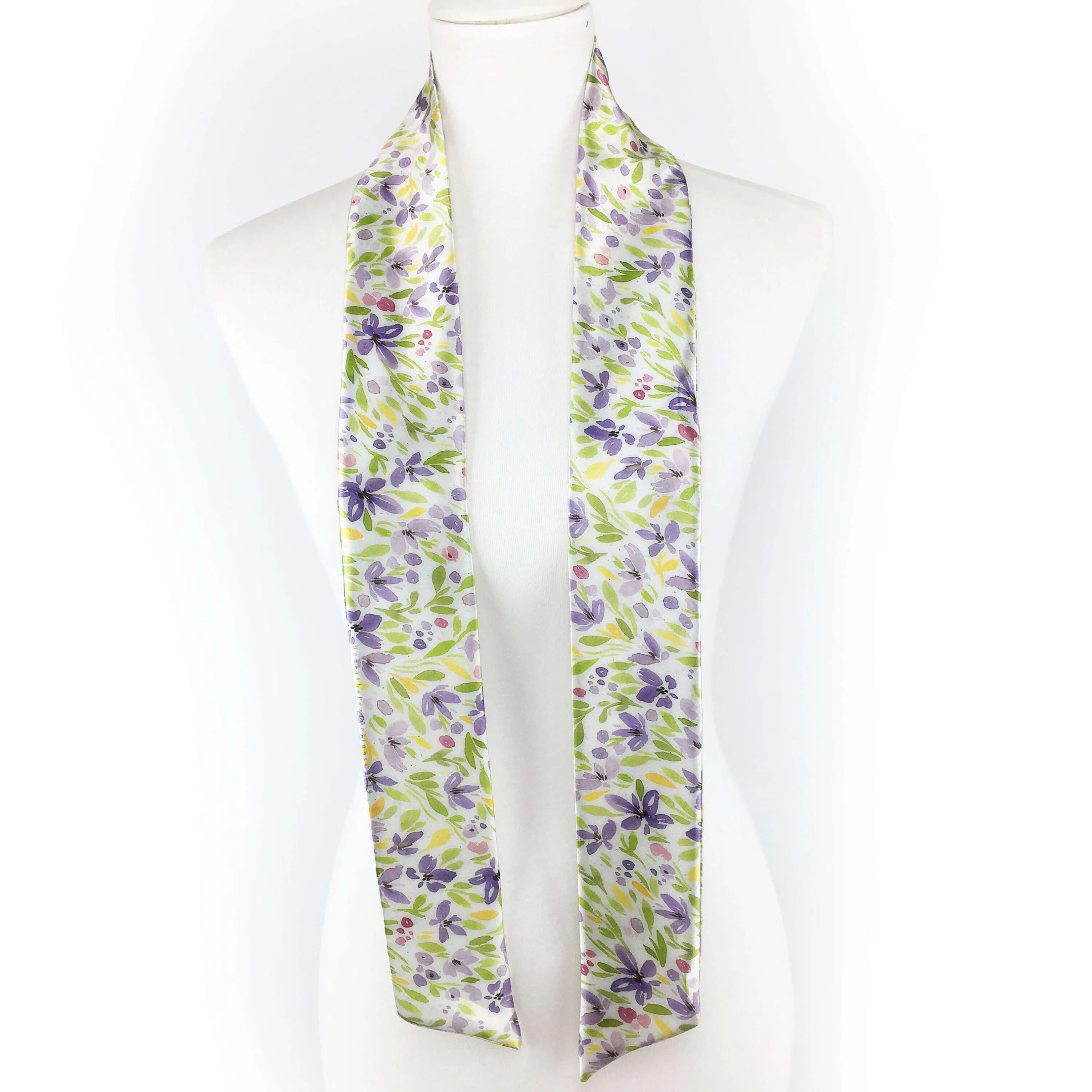 DitsyPrint Scarf, Skinny Scarf, Woman Scarf, All season scarf, Lightweight Scarf,ladies scarf, artist scarf, floral scarf, satin tie scarf