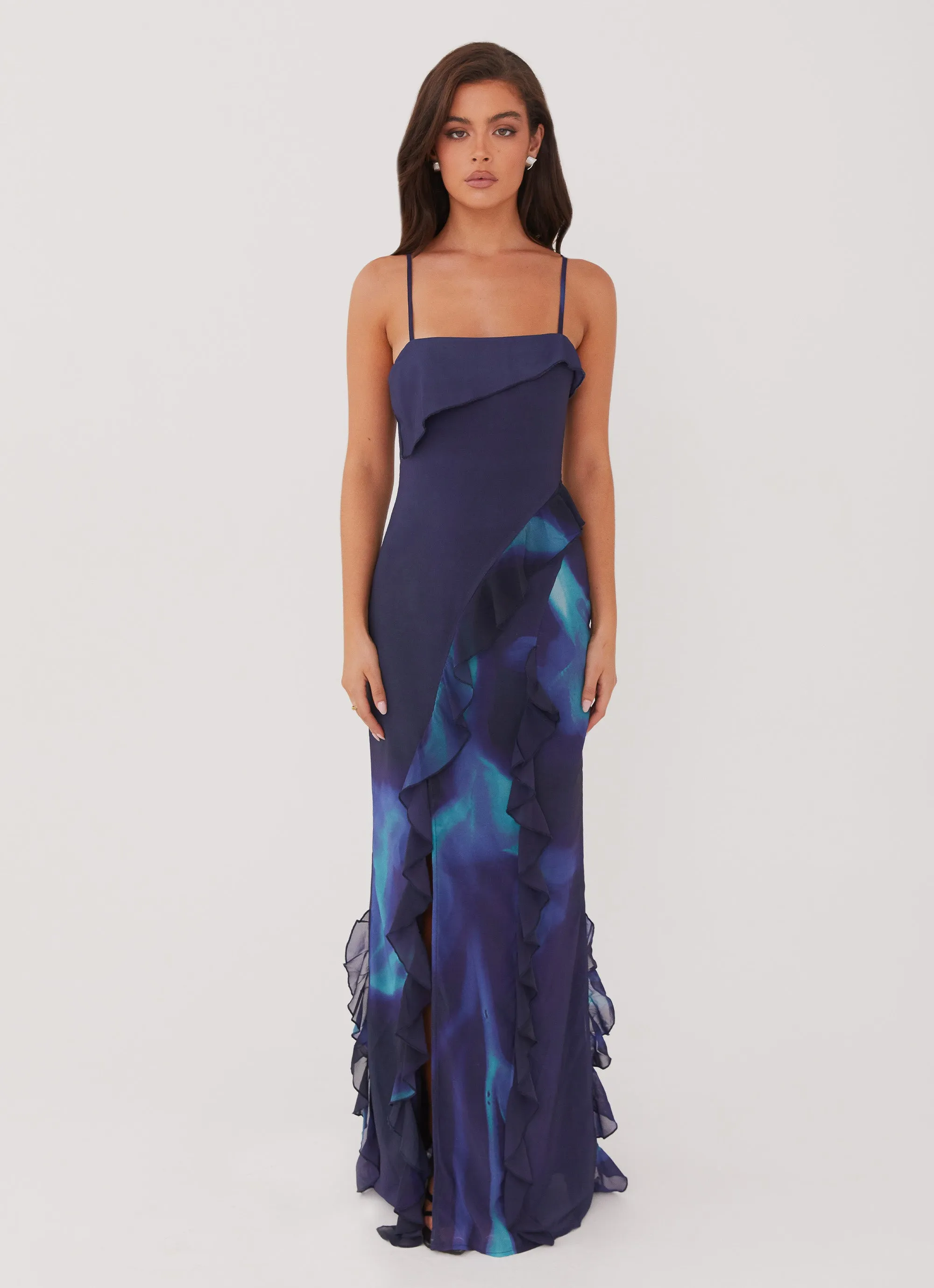 Do No Wrong Ruffle Maxi Dress - Cyber Rose