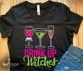 Drink Up Witches Cocktails Shirt, Halloween Drinks Tee, Custom Any Color