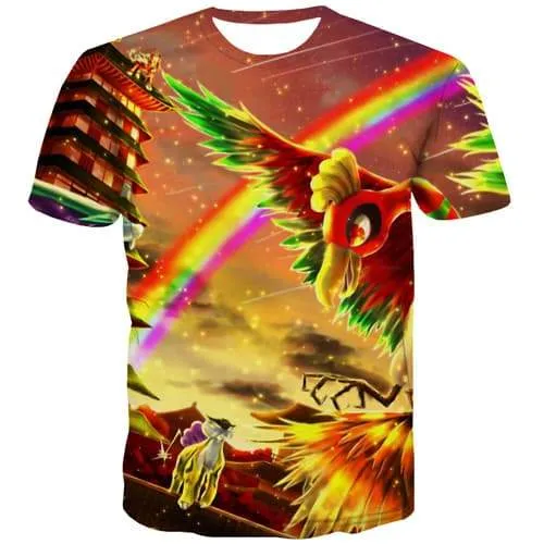 Eagle T-shirt Men Animal Shirt Print Flame Tshirts Casual Rainbow T-shirts Graphic Cartoon Tshirts Novelty Short Sleeve T shirts