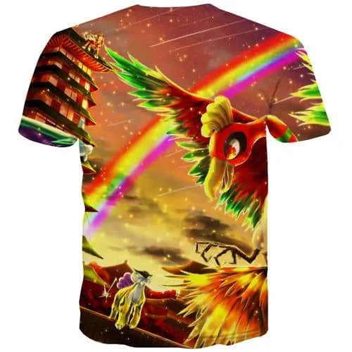 Eagle T-shirt Men Animal Shirt Print Flame Tshirts Casual Rainbow T-shirts Graphic Cartoon Tshirts Novelty Short Sleeve T shirts