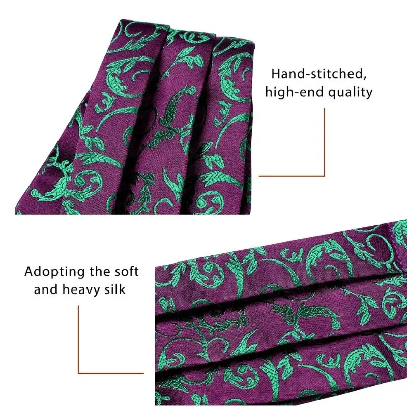 Floral Paisley Ascot Cravat Scarf - GREEN/PURPLE